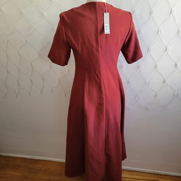NWT Anne Klein Collection Zip Front Dress • Ruby Wine • Gold Zip • Sz 8 - Picture 4 of 7
